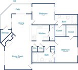 The Georgian - B2 - 2 hab - 2 baños - 1,042 ft²