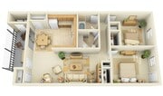 2 Bedroom 1 Bathroom Large with Porch