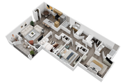 Sage Point Village Apartments 3 Bedroom 2 Bathroom 3D Floor Plan in Ammon ID