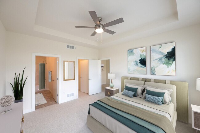 Row House bedroom with private bathroom and walk-in closet
