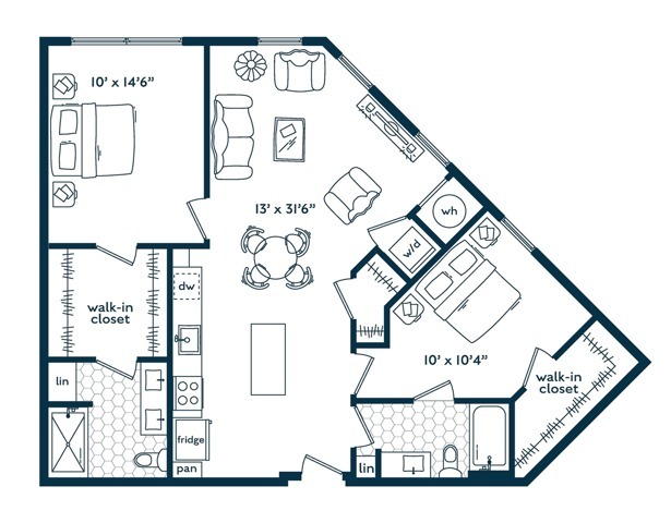 Two Bedroom Two Bath (1093 SF) - Two Bedroom Two Bath (1093 SF)