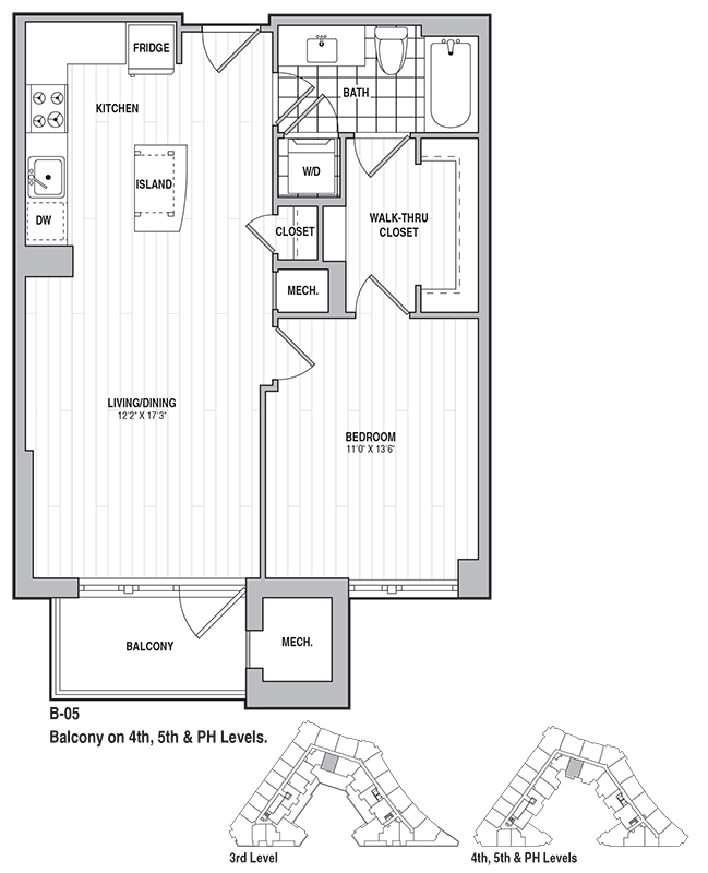 Floor Plan - 1 Bed 1 Bath 721