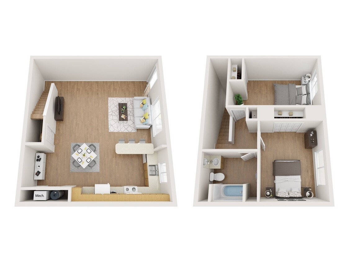 Floor Plan - Spacious 2 Bedroom, 1 Bath Townhome