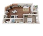 The New Orleans offers a well-thought-out 1-bedroom, 1-bath layout with modern kitchen features, a walk-in closet, and a private patio. Ideal for those looking for a blend of sophistication and comfort in a functional space.