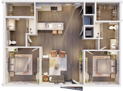 2 ADA Floorplan - 2br, 2ba - 961 SF