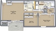 2BD, 1BA - Vaulted Ceiling (VC)