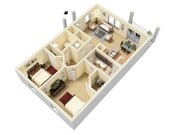 Malibu | 2 Bed 1 Bath | 934 sq ft | Alkire Glen Apartments in Columbus