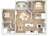 2 Bedroom | 2 Bath | 1117 SF