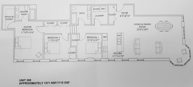 Unit NSQFT Diagram / Layout - 1548 119th St Unit 200