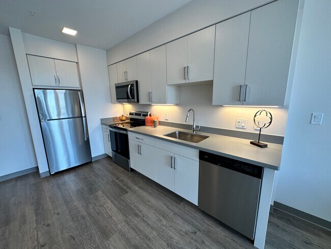 Kitchen in the one bedroom apartment