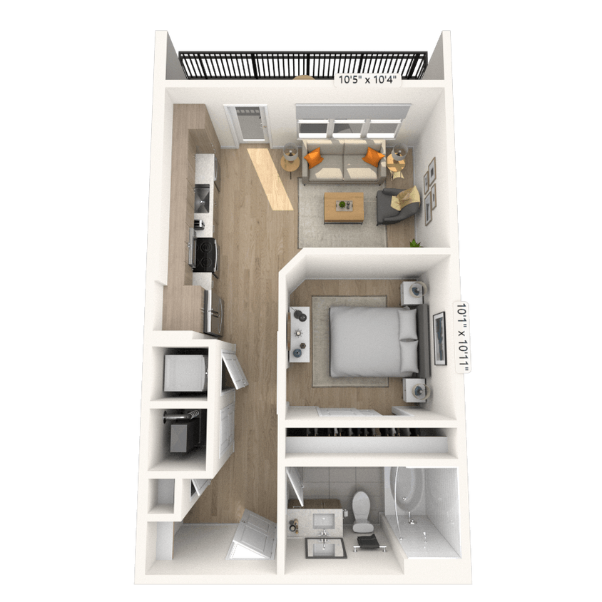 Floor Plan - S2 0x1 566 SF