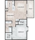 1 bed 1 bath 726