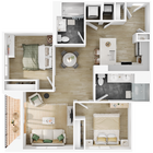 Explore this sophisticated apartment layout designed for modern living.