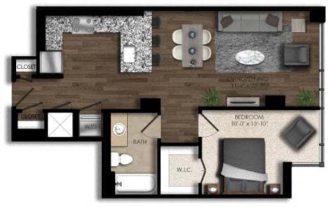 Floor Plan - 1 Bed/1 Bath-5E