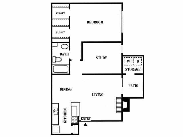 D - 1 Bedroom 1 Bath Den with 780 Square Feet of Li...