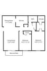 2 bedroom, 1 bathroom
