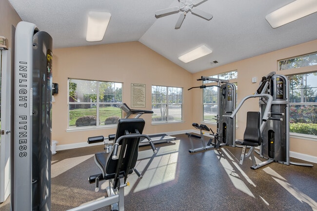 Our fitness center features weight machines and aerobic equipment