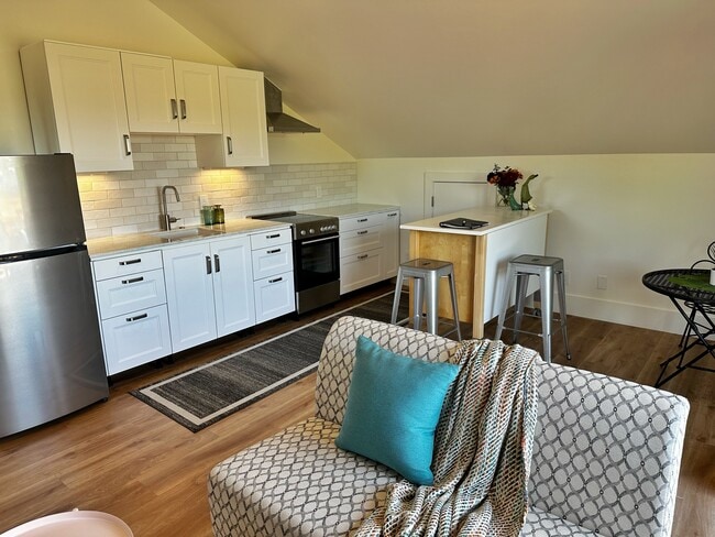 Spacious main room with brand new kitchen and ample space for living room and small dining room. - 521 Palm St Apartments Unit A