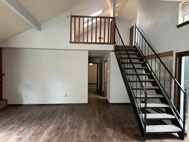 Living area with stairs to lo