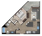 1+1C Floor Plan