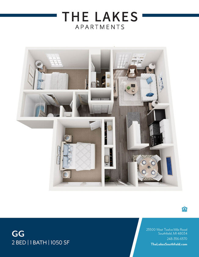 Floor Plan - 2 BED 1 BATH STYLE A