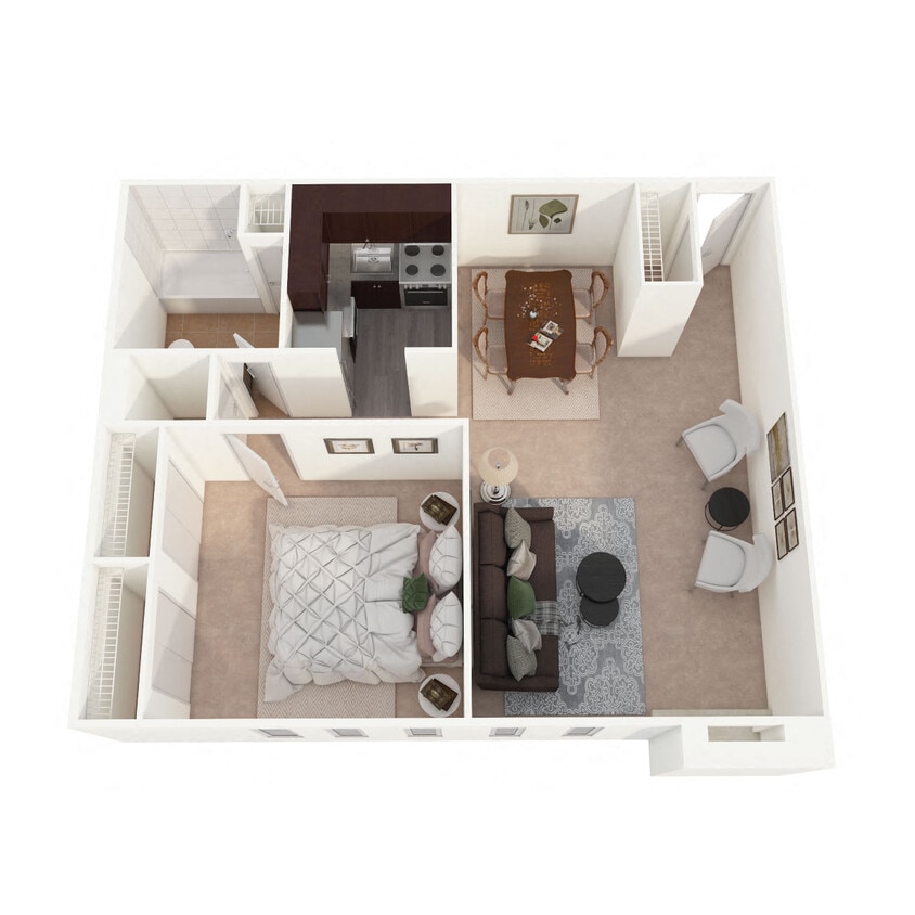 Floor Plan - One Bedroom Patio