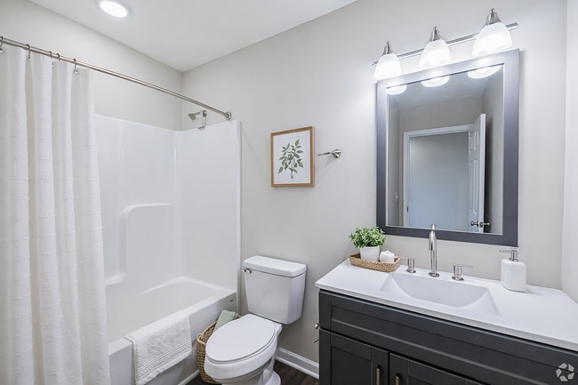 Modern bathroom with neutral tones - Blue Ridge Luxury Townhomes