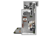 Florence Floorplan: Studio/1Bath 450-sq-ft