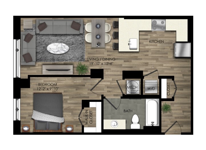 Floor Plan - 1 Bed/1 Bath-33W