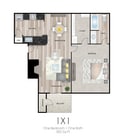 1x1 582 Sq Ft
