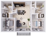 Step into contemporary elegance with this beautifully designed apartment layout.