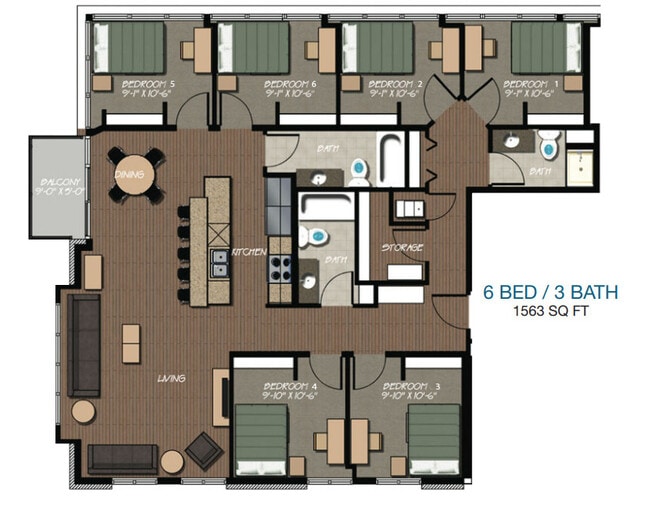 6 Bedroom Floorplan