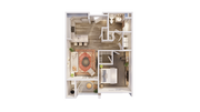 One bedroom, one bathroom apartment