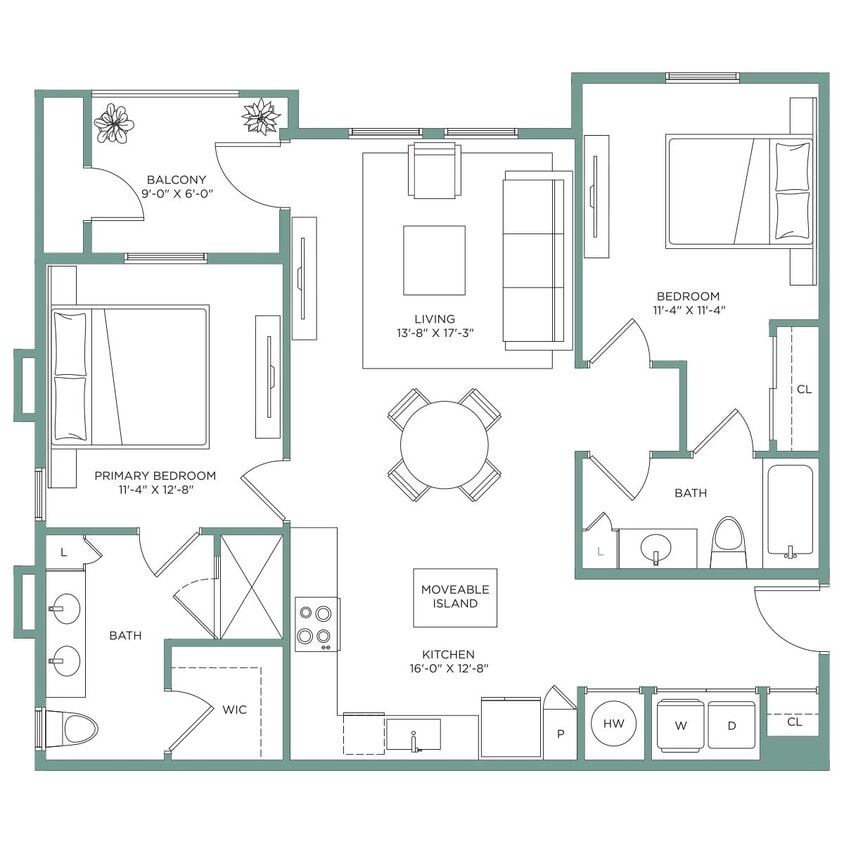 Floor Plan - 2x2 B2