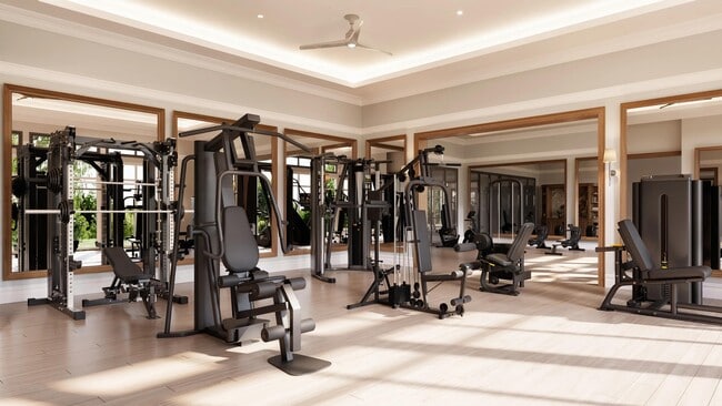 Our club-quality fitness center features strength training, free weights, and open space designed to support a wide range of workouts and routines. - Modera Walsh Heights