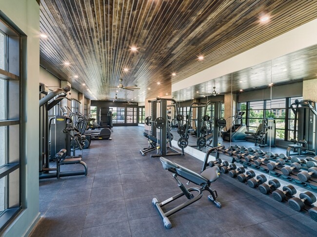 Experience our club-quality fitness studio equipped with the latest technology for an unparalleled workout experience at Modera Trinity.