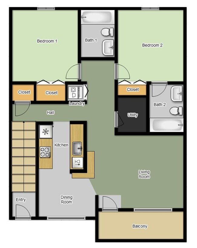 2-Bedroom 2nd Floor - South Rock Apartments