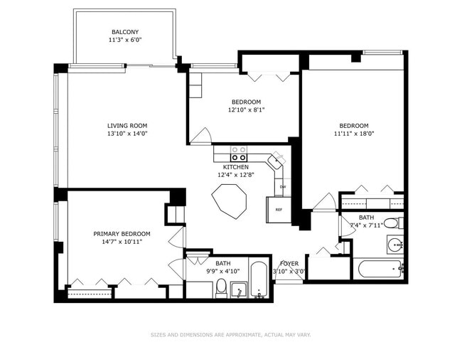 plano de planta - 1360 N Sandburg Ter Unidad 1701