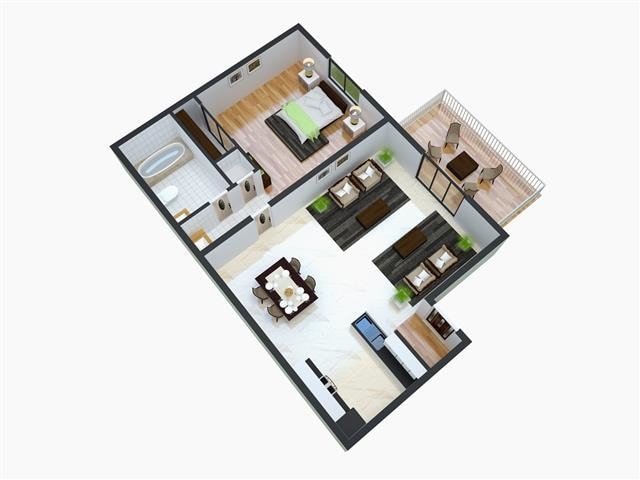 Floor Plan - 1 Bed/ 1 Bath