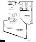 1 Bed + Den / 1 Bath - 1,040 SF