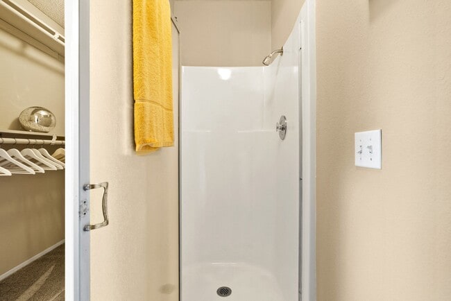 Primary bathroom shower at River Oaks in Oceanside, CA