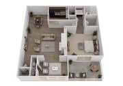 1B 3D Floor Plan