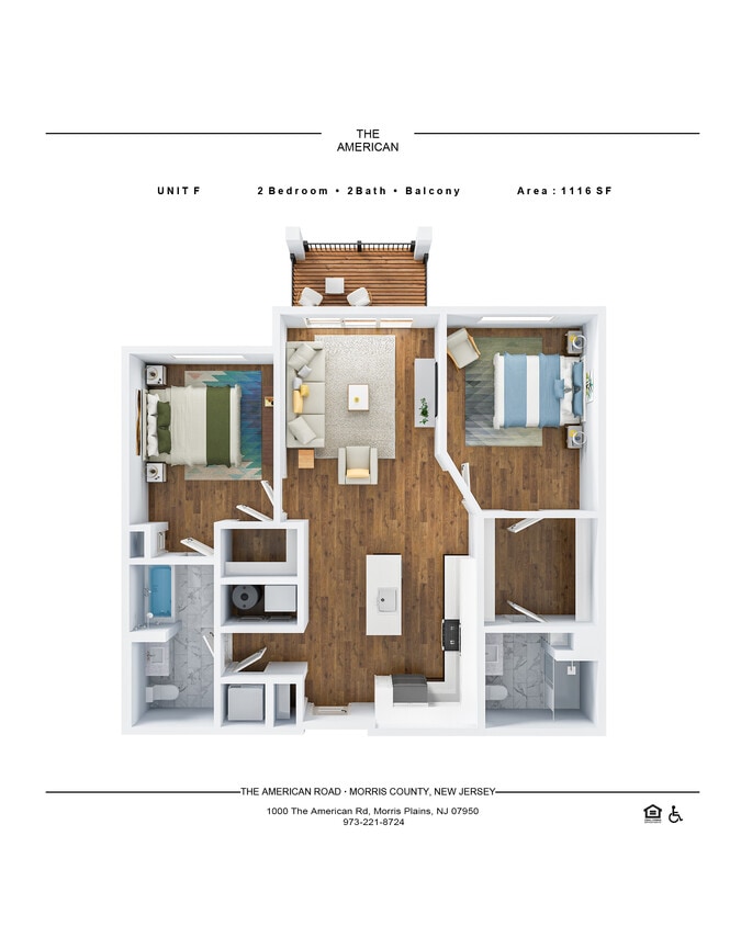Floor Plan - F - Two Bed | Two Bath 