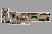 3-D Floor plan of One bedroom