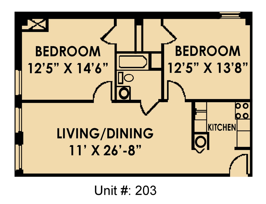 Floor Plan - Kress: 2 Bedroom