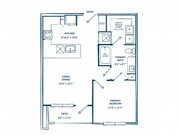 A1C | 1 dormitorio, 1 baño | 698 pies cuadrados