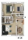 Deluxe Two Bedrooms, One Bathroom, 1000 sqft