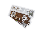 Two-Bedroom, Two-Bathroom with Den Floor Plan Rendering