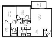 Oak - 2 Bedroom, 1 Bath w/Balcony (W/D Conn.)
