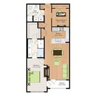 One Bedroom Two Bath with Den (1218 SF)